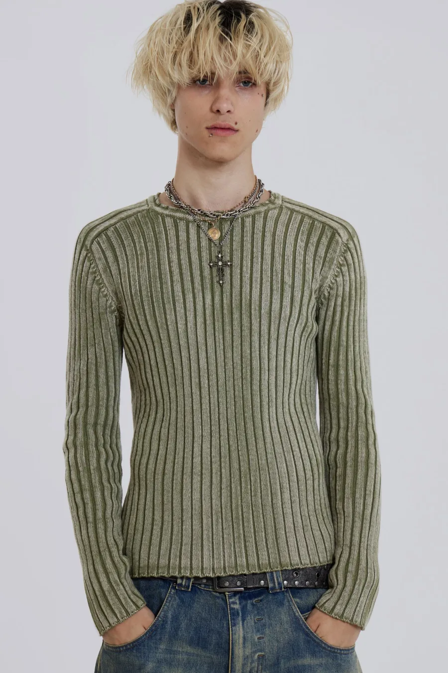 Jaded London Knitwear*Moss Green Vault Knit