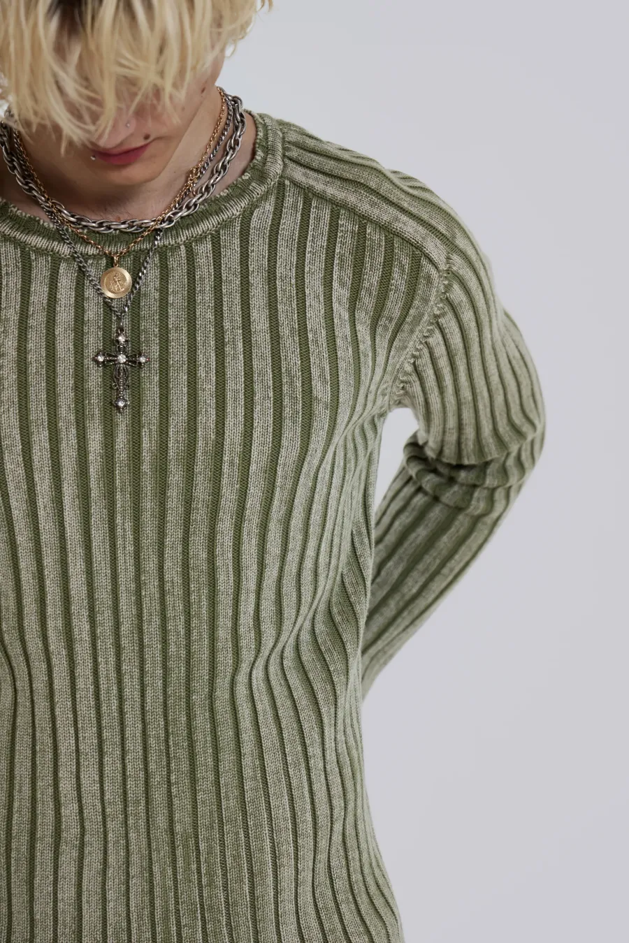 Jaded London Knitwear*Moss Green Vault Knit
