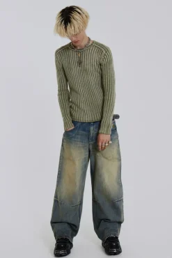 Jaded London Knitwear*Moss Green Vault Knit