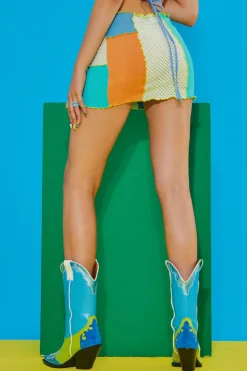 Jaded London Mini Skirts*Multi Panelled Mini Skirt With Tie Up Detail