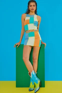 Jaded London Mini Skirts*Multi Panelled Mini Skirt With Tie Up Detail