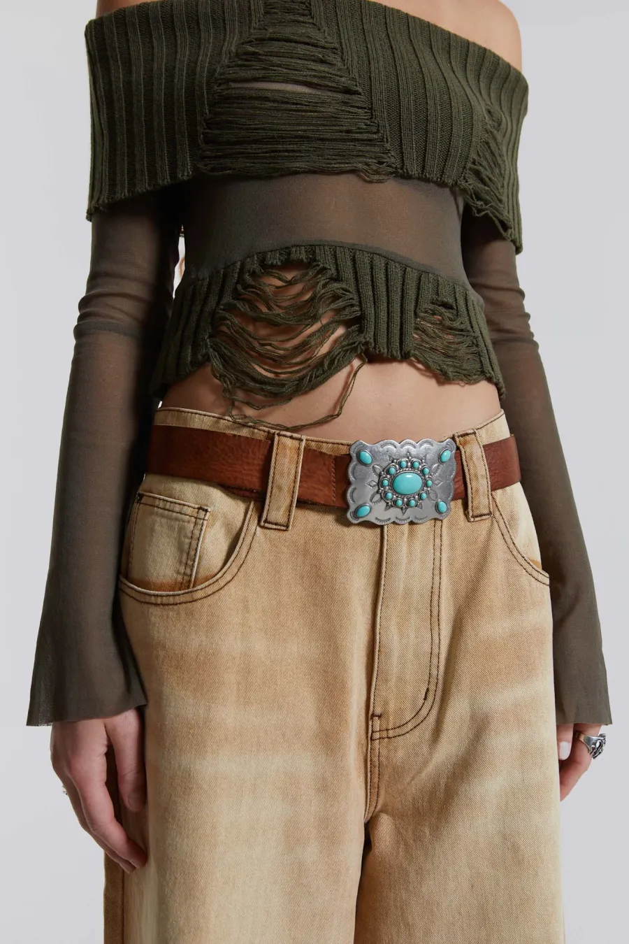 Jaded London Knitwear*Nova Off The Shoulder Mesh Top