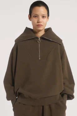 Jaded London *Ntrls Mocha Quarter Zip Sweatshirt