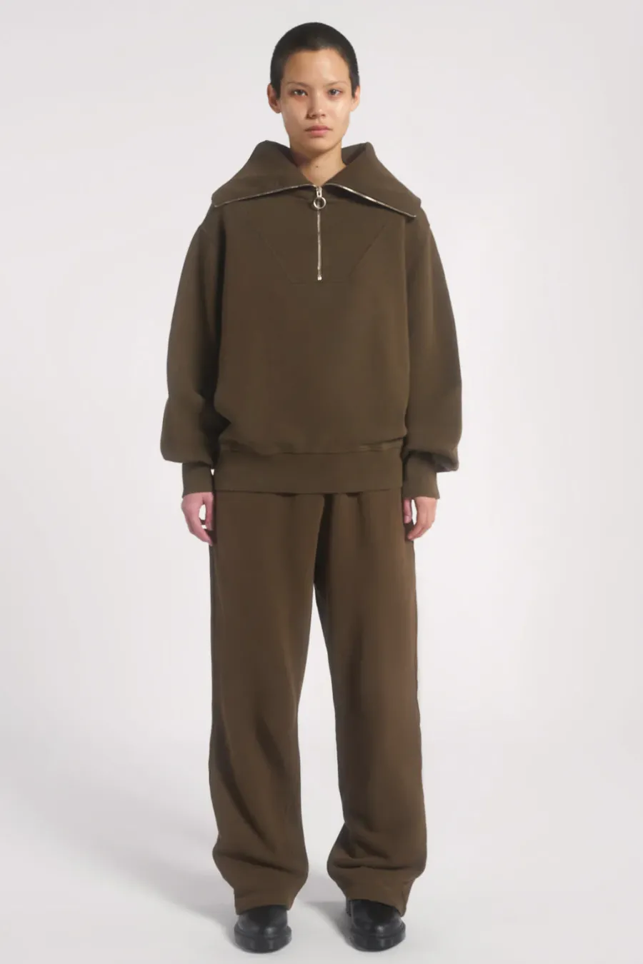 Jaded London *Ntrls Mocha Quarter Zip Sweatshirt