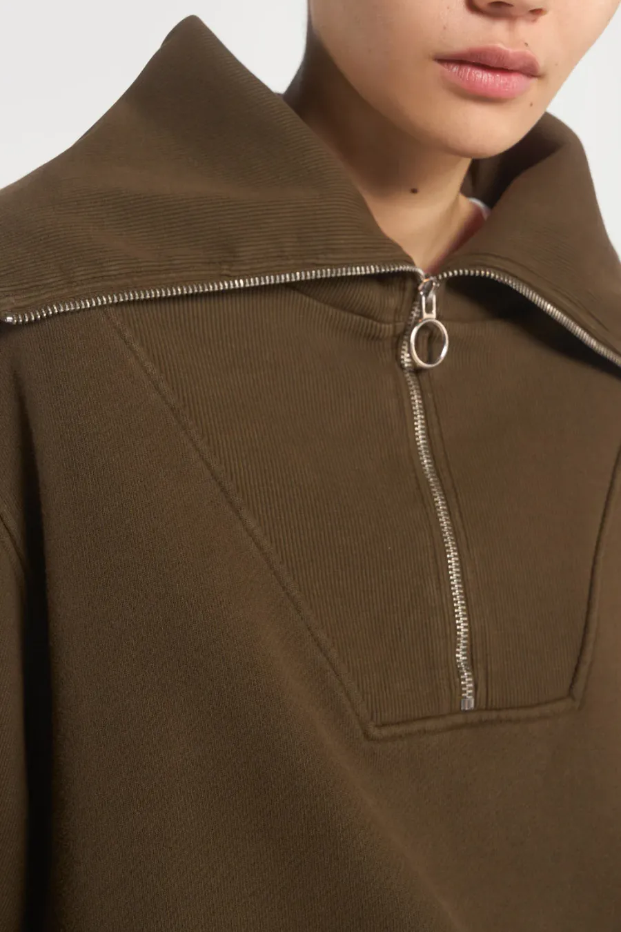 Jaded London *Ntrls Mocha Quarter Zip Sweatshirt