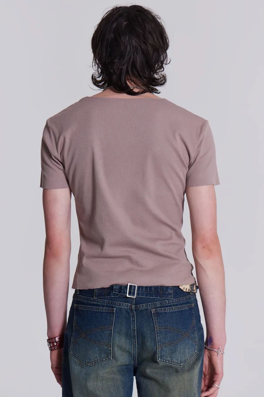 Jaded London *Ntrls Taupe Rib Tee