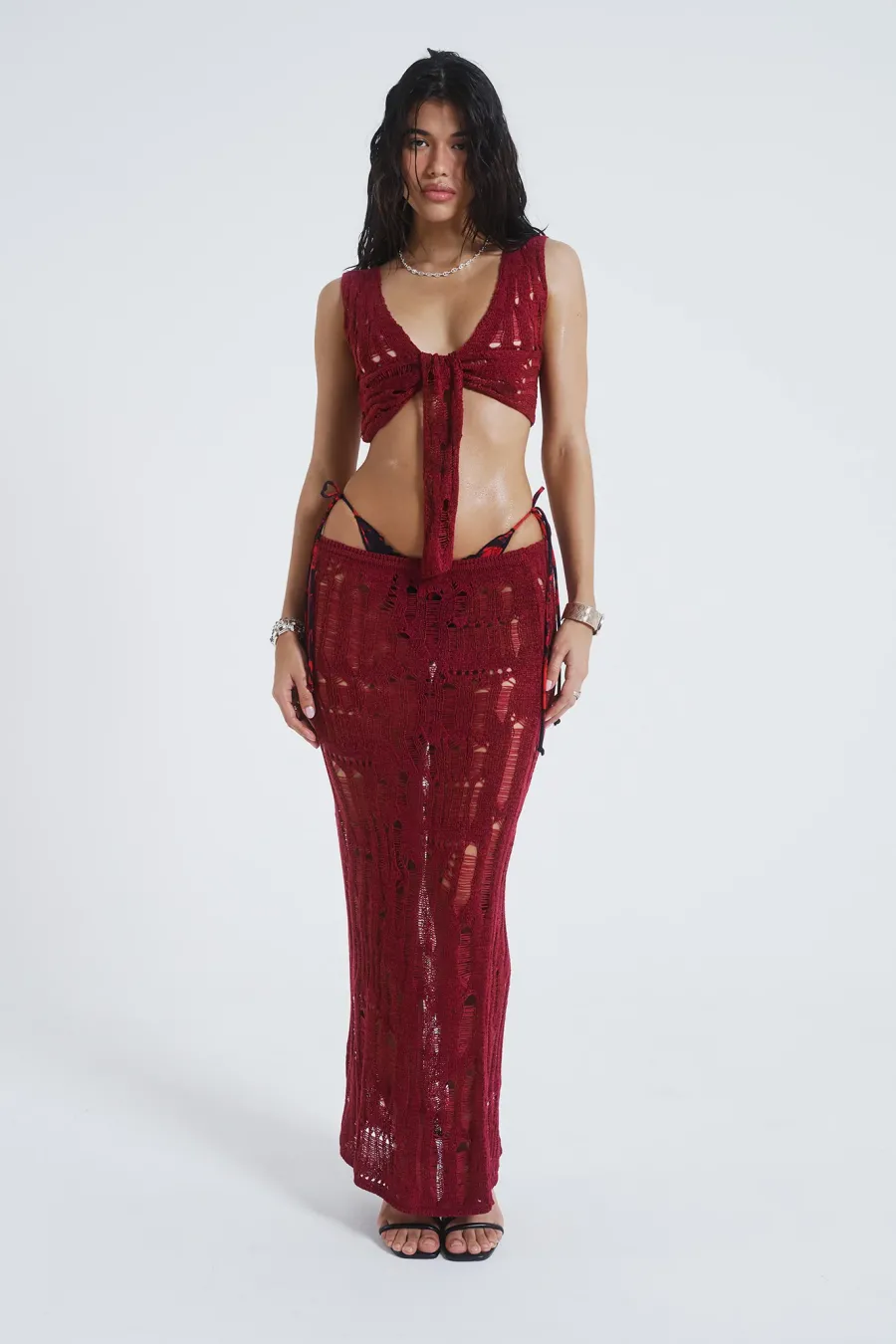 Jaded London *Odette Laddered Knit Maxi Skirt