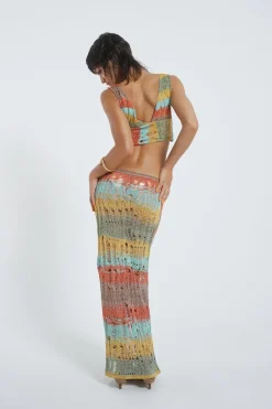 Jaded London *Odette Striped Laddered Knit Maxi Skirt