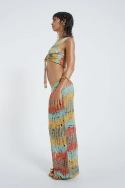 Jaded London *Odette Striped Laddered Knit Maxi Skirt