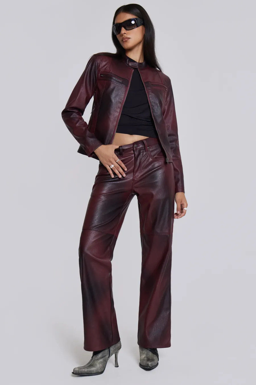 Jaded London *Oxblood Faux Leather Pants