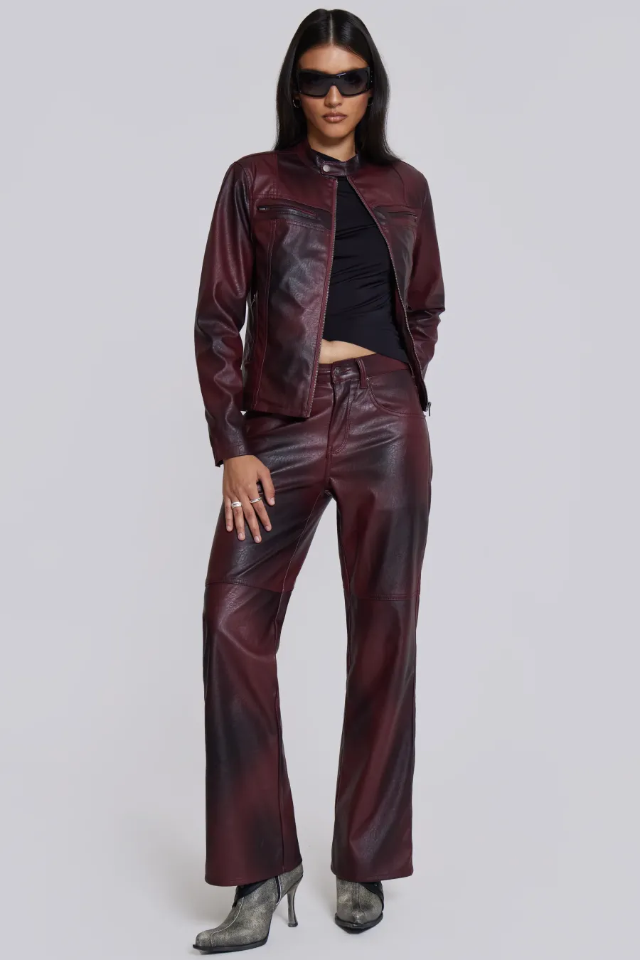Jaded London *Oxblood Faux Leather Pants
