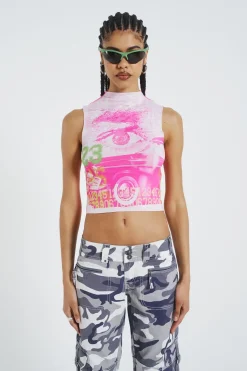 Jaded London Crop Tops*Pamola Printed Sleeveless Vest