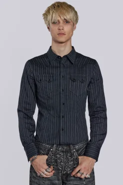Jaded London Shirts*Pinstripe Bronco Shirt