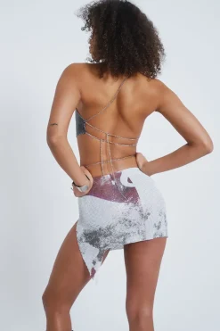 Jaded London *Printed Chain Mail Draped Top