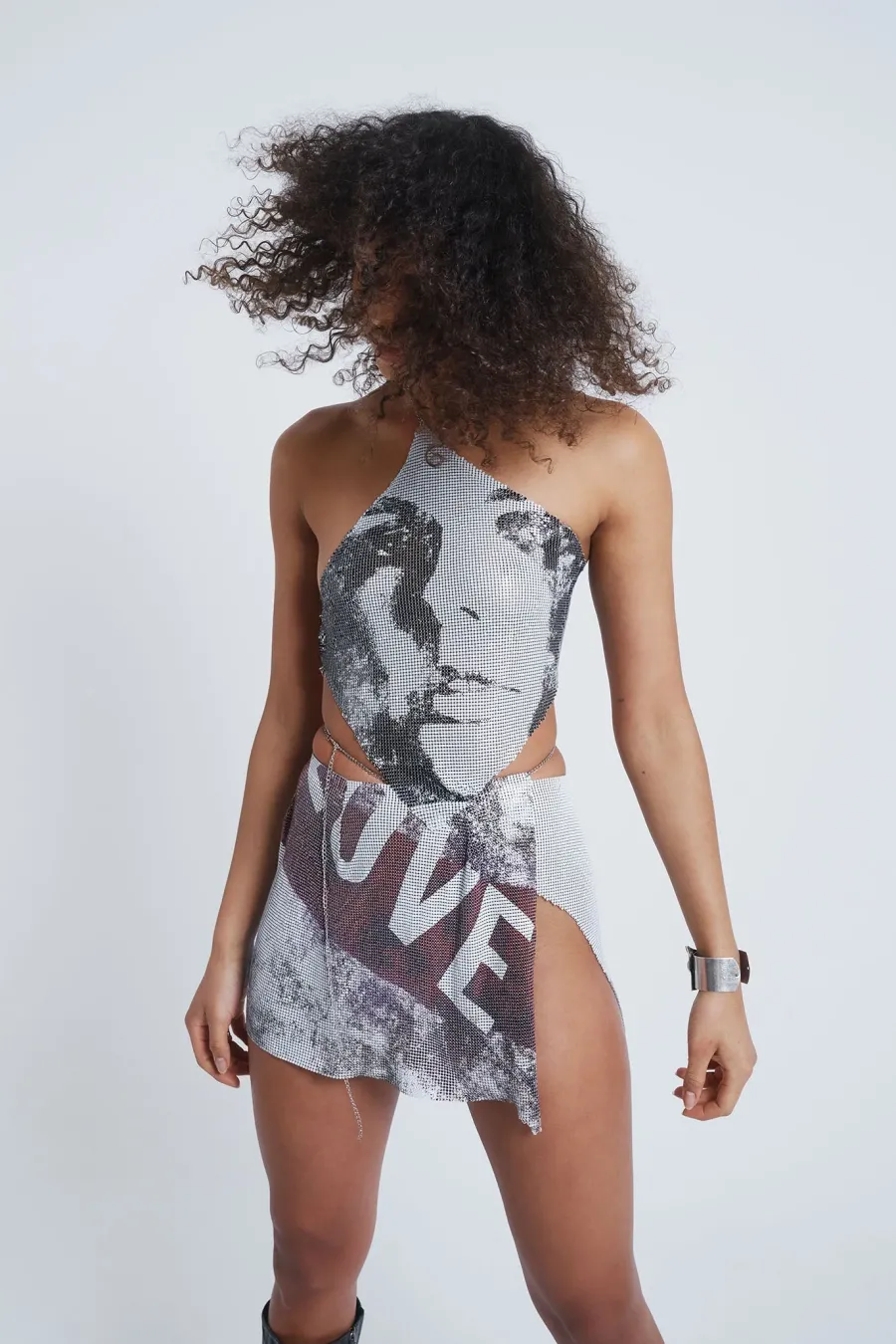 Jaded London *Printed Chain Mail Wrap Mini Skirt