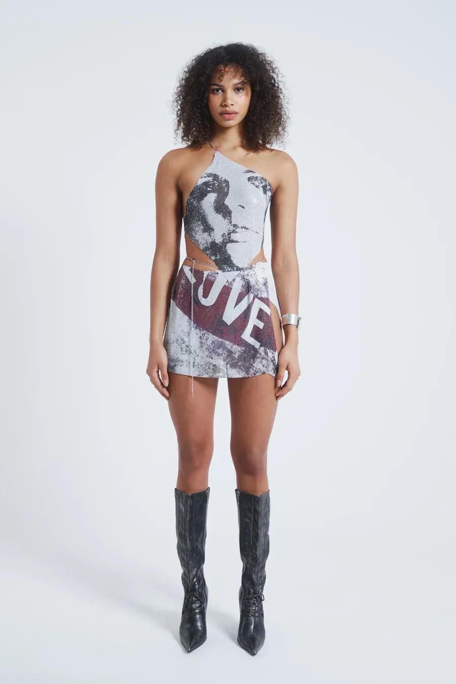 Jaded London *Printed Chain Mail Wrap Mini Skirt