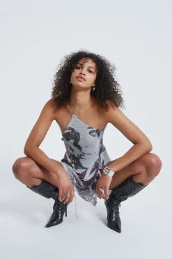 Jaded London *Printed Chain Mail Wrap Mini Skirt