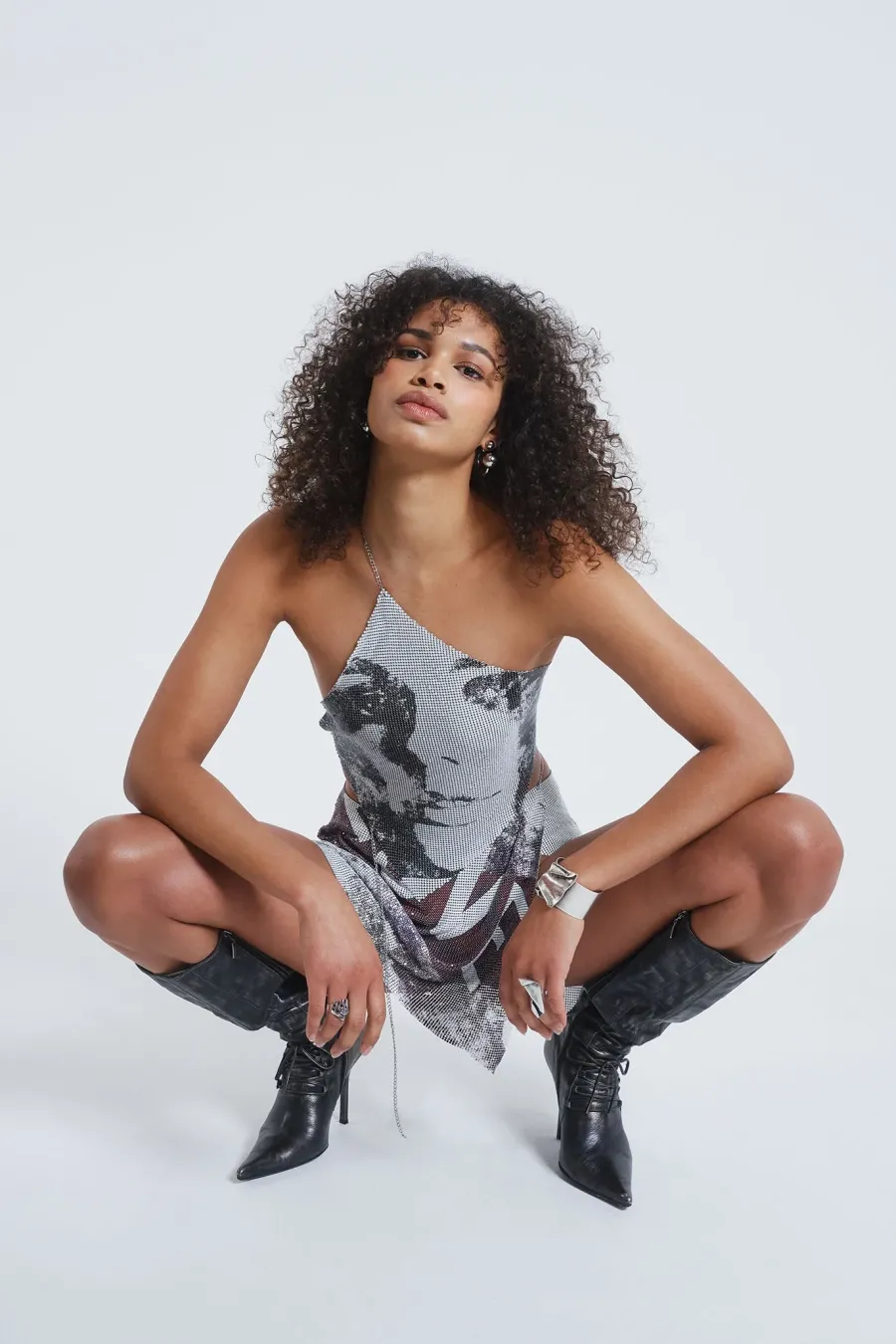 Jaded London *Printed Chain Mail Wrap Mini Skirt