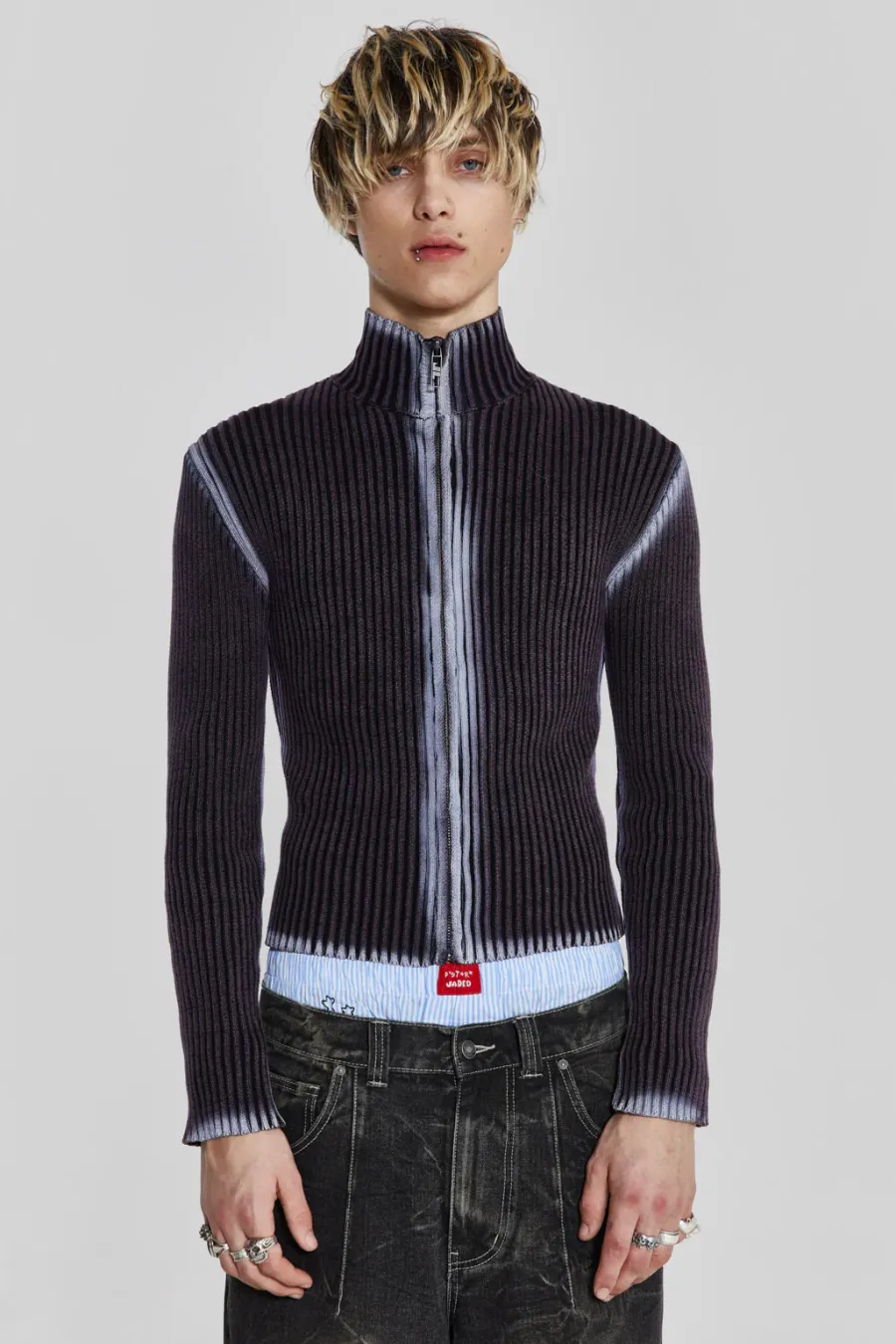 Jaded London Knitwear*Purple Acid Lucid Knit Track Top