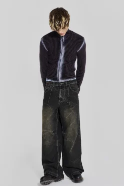 Jaded London Knitwear*Purple Acid Lucid Knit Track Top