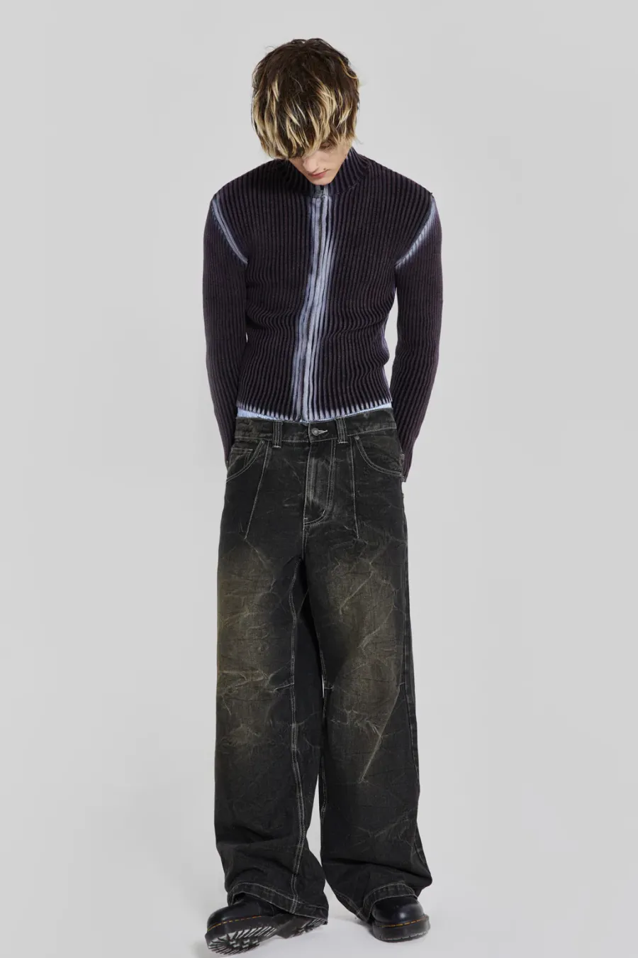 Jaded London Knitwear*Purple Acid Lucid Knit Track Top