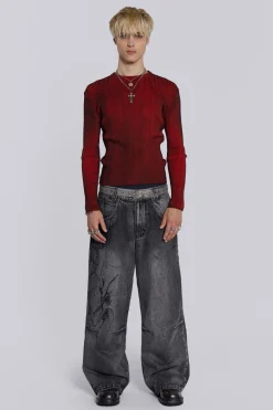 Jaded London Knitwear*Red Scrape Knit