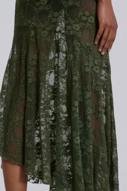 Jaded London Midi Skirts*Rhea Khaki Lace Midi Skirt