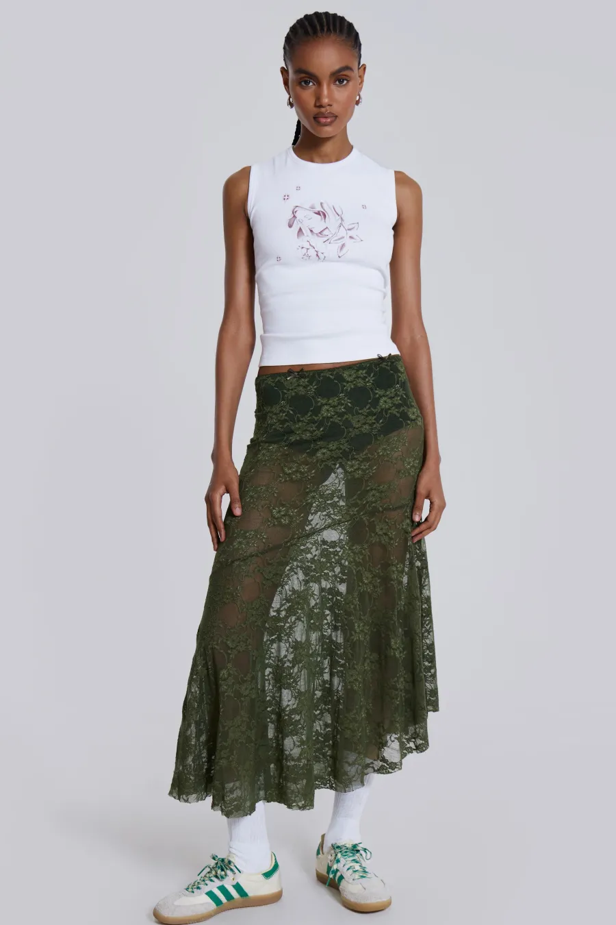 Jaded London New In Beach & Swimwear*Rhea Khaki Lace Midi Skirt