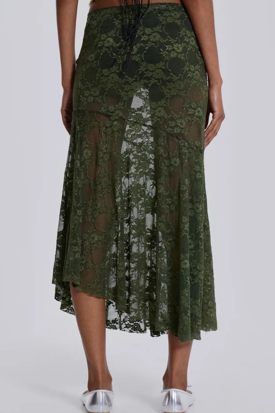 Jaded London New In Beach & Swimwear*Rhea Khaki Lace Midi Skirt