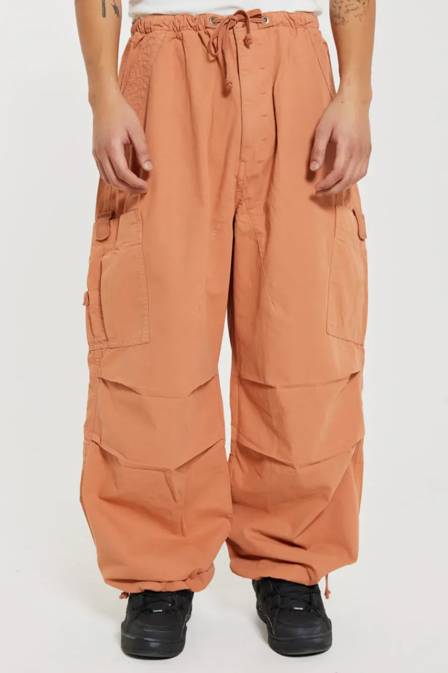 Jaded London Parachute Pants*Rust Orange Parachute Cargo Pants