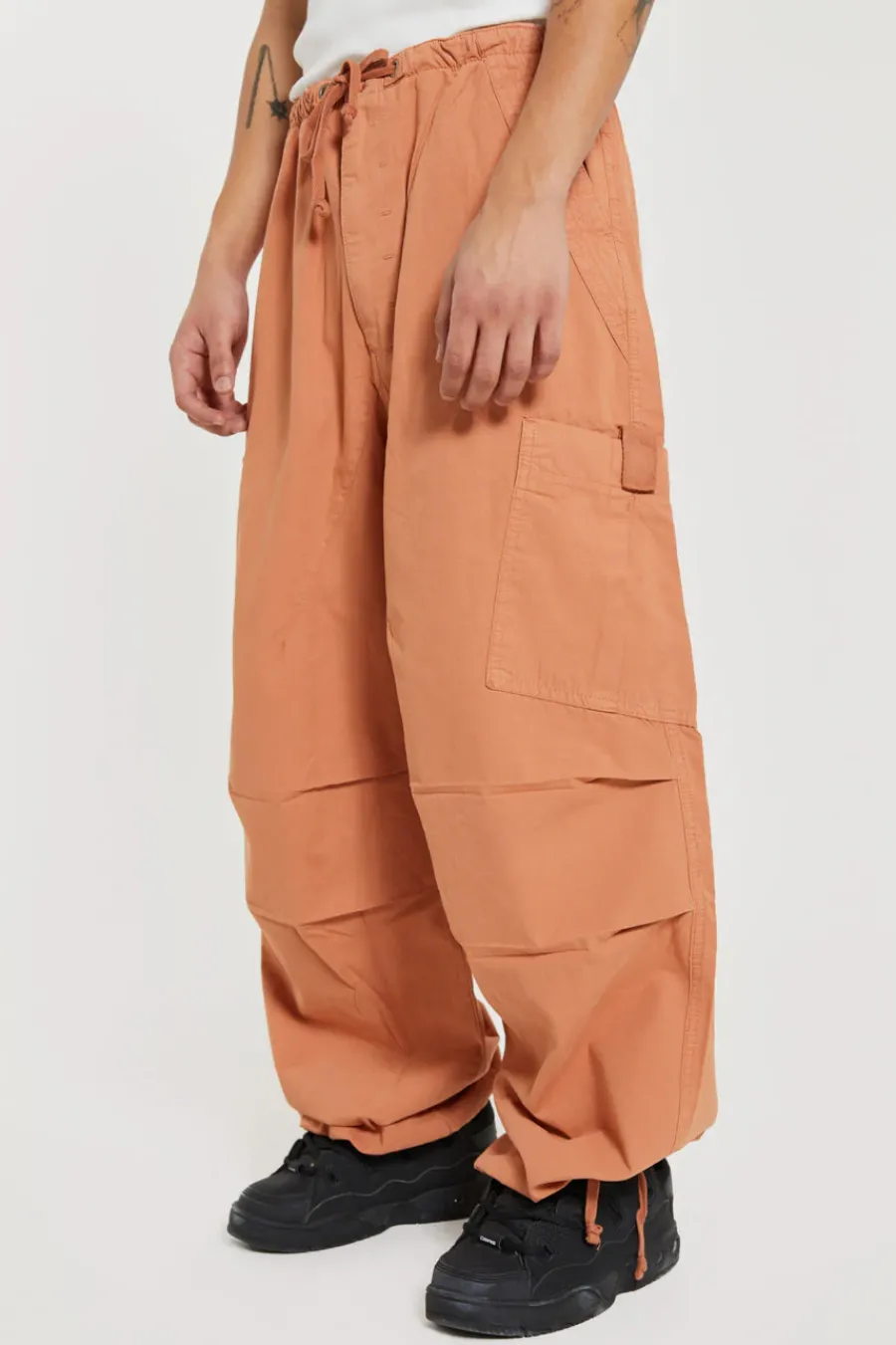 Jaded London Parachute Pants*Rust Orange Parachute Cargo Pants