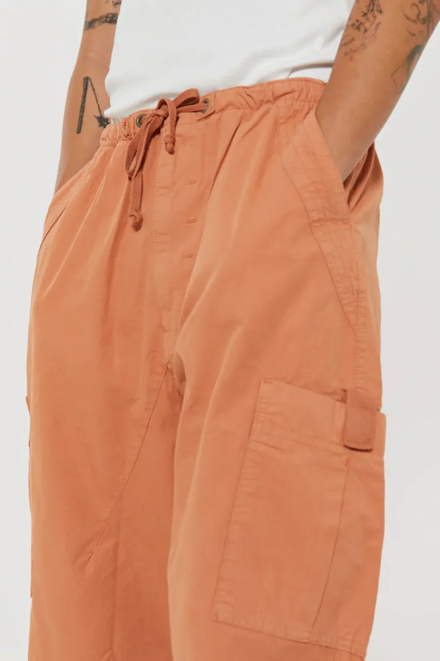 Jaded London Parachute Pants*Rust Orange Parachute Cargo Pants
