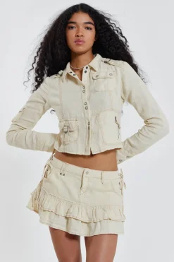 Jaded London *Santal Linen Cargo Mini Skirt