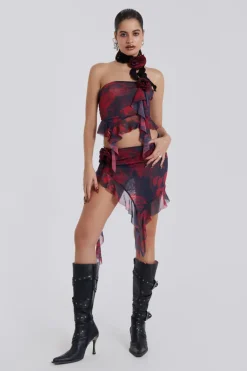 Jaded London Mini Skirts*Selene Asymmetric Hem Mini Skirt