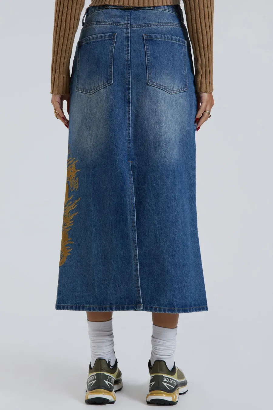 Jaded London Maxi Skirts*Serpent Denim Slit Maxi Skirt