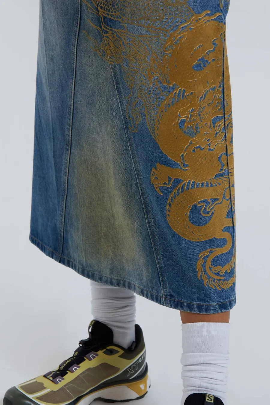 Jaded London Maxi Skirts*Serpent Denim Slit Maxi Skirt