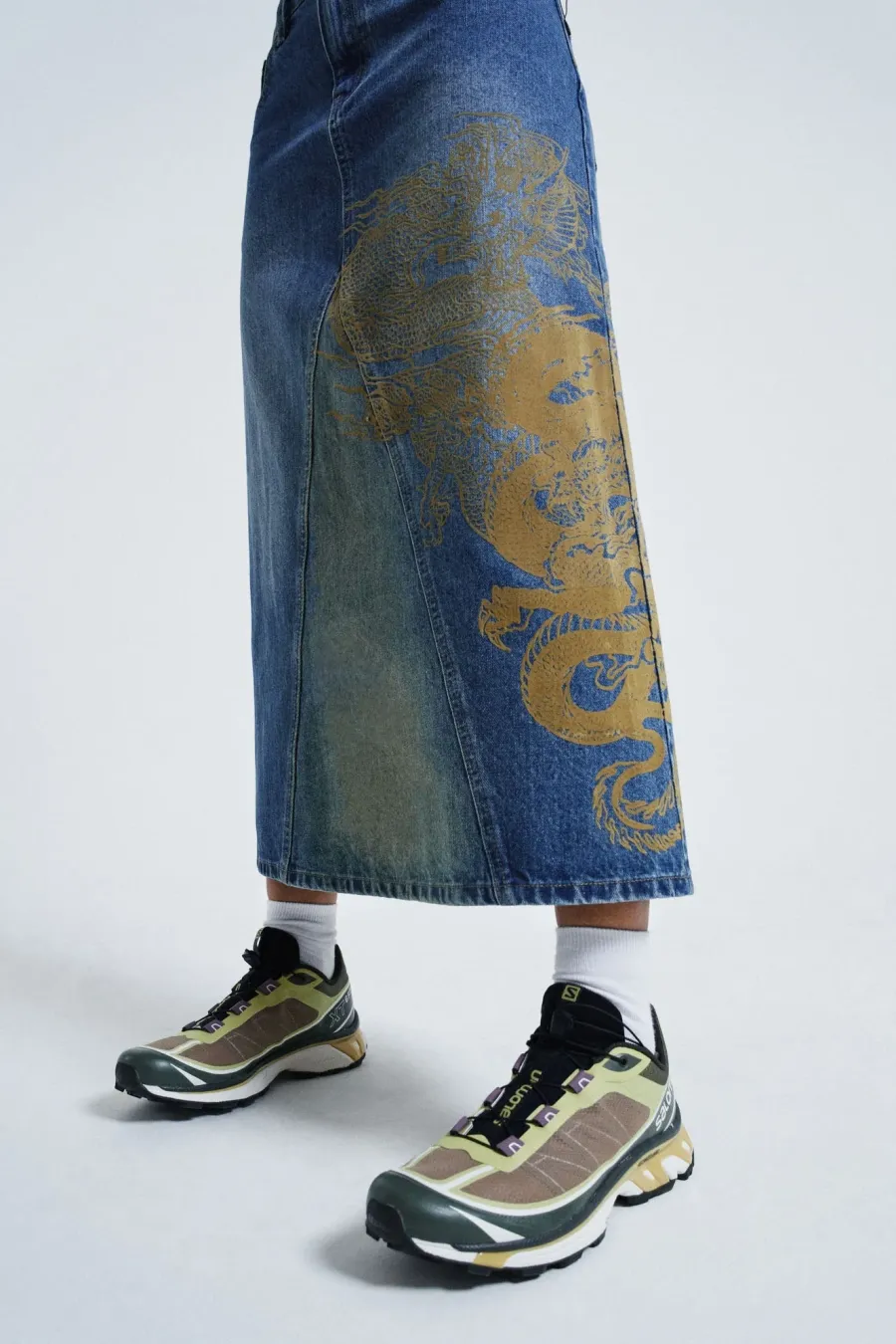 Jaded London Maxi Skirts*Serpent Denim Slit Maxi Skirt