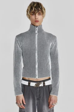 Jaded London Knitwear*Shadow White Lucid Knit Track Top