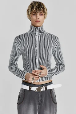 Jaded London Knitwear*Shadow White Lucid Knit Track Top