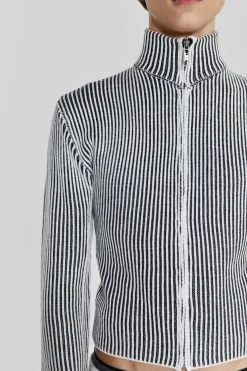 Jaded London Knitwear*Shadow White Lucid Knit Track Top
