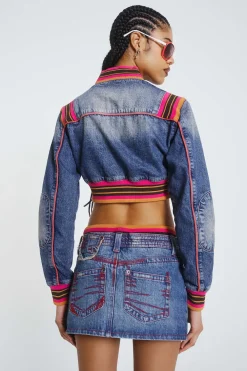 Jaded London *Sherbet Denim Side Pleat Mini Skirt