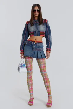 Jaded London *Sherbet Denim Side Pleat Mini Skirt