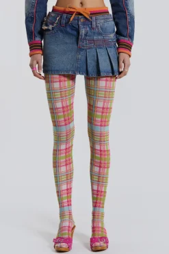 Jaded London *Sherbet Denim Side Pleat Mini Skirt