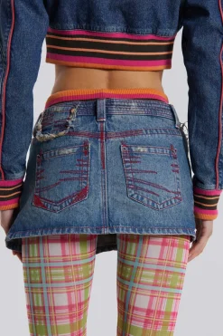 Jaded London *Sherbet Denim Side Pleat Mini Skirt