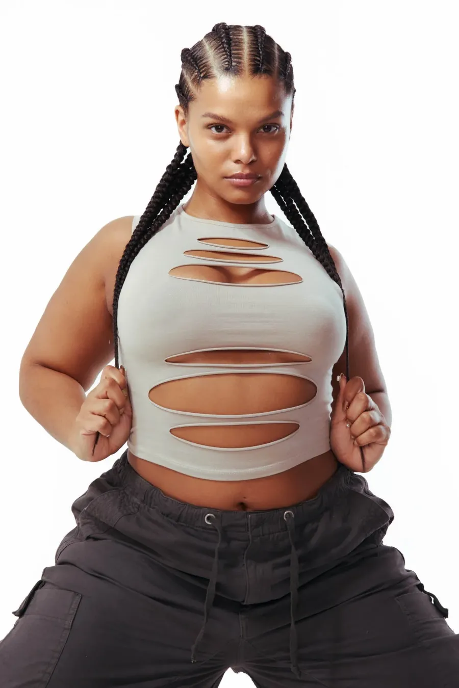 Jaded London Crop Tops*Slash Top In Taupe