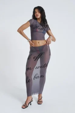 Jaded London Maxi Skirts*Spoiled Rotten Mesh Maxi Skirt