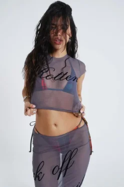 Jaded London T-Shirts*Spoiled Rotten Mesh T-Shirt