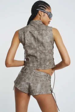 Jaded London *Steel Lace Up Side Pu Hot Pants
