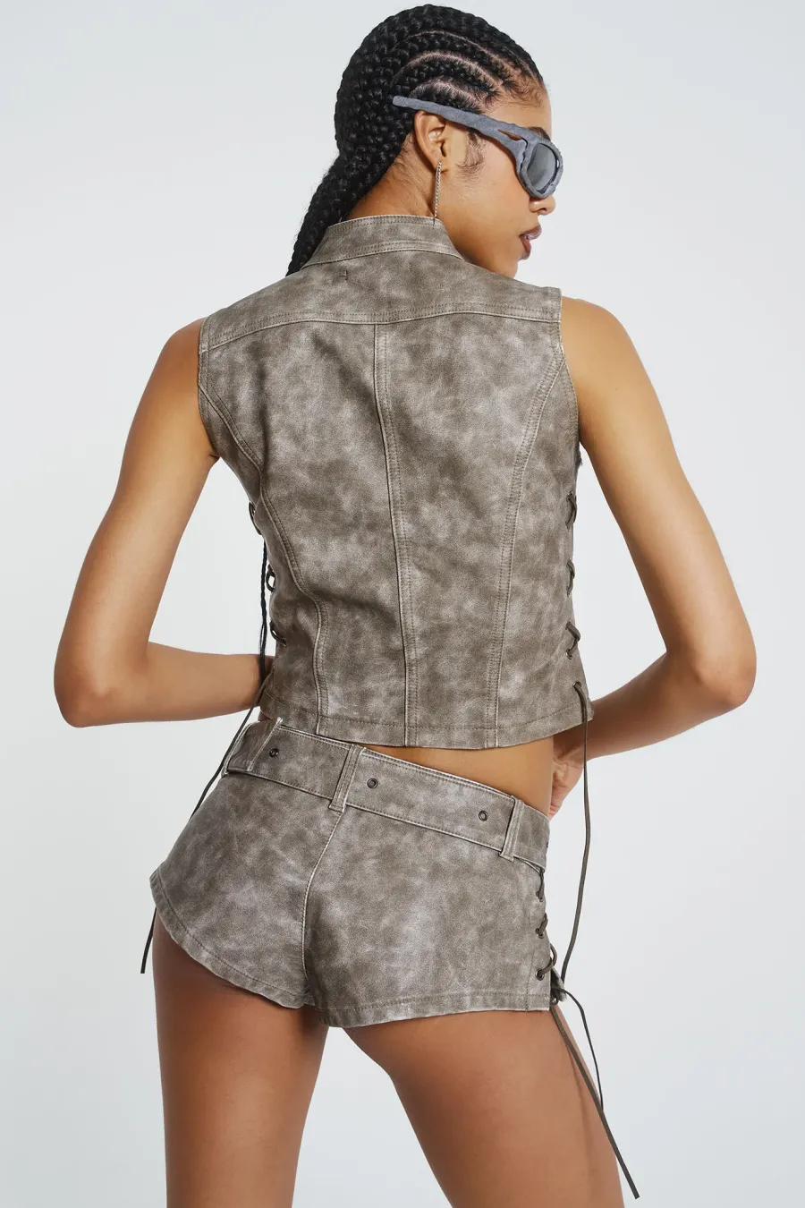 Jaded London *Steel Lace Up Sleeveless Vest