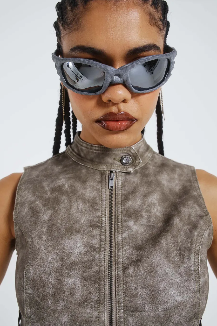 Jaded London *Steel Lace Up Sleeveless Vest
